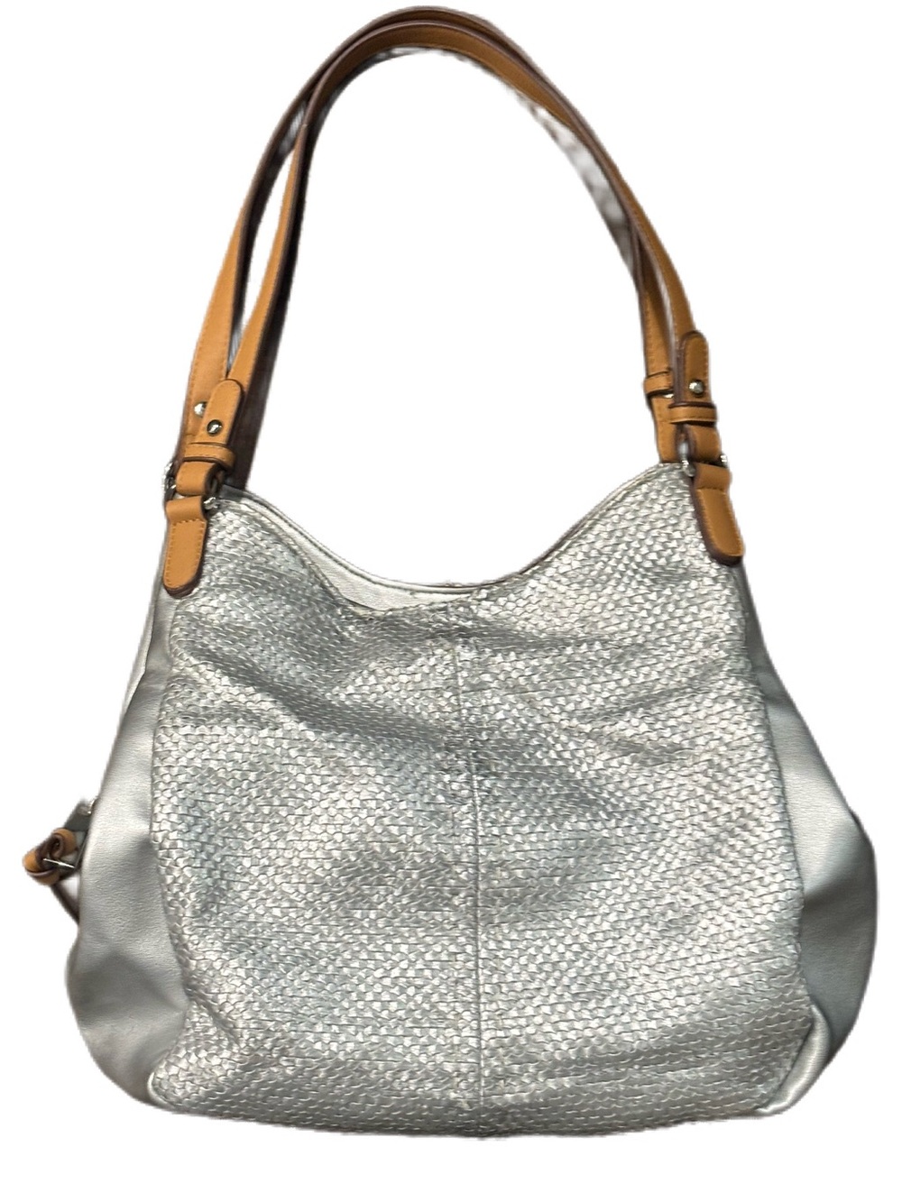 Sondra Roberts Squared Metallic Silver Hobo Shoulder Bag